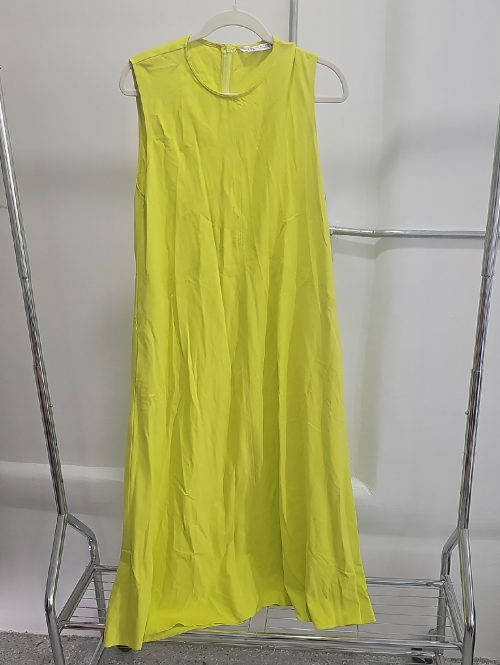 Zara Neon Yellow Sleeveless Maxi Dress